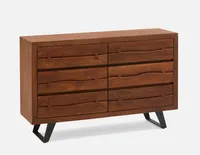 COASTAL acacia wood 6-drawer dresser