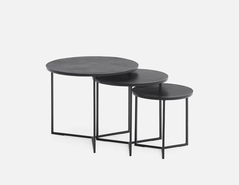 ALMATY set of 3 aluminum and iron nesting tables