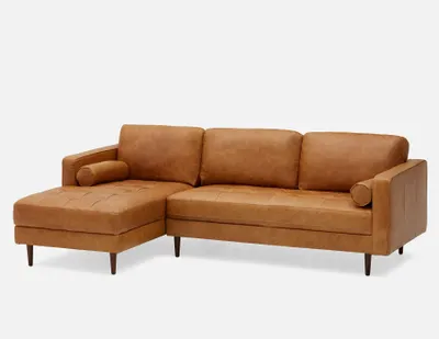 KINSEY left-facing 100% leather sectional sofa