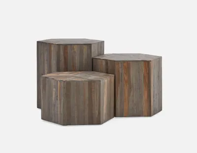JAVA set of 3 recycled teak wood nesting tables