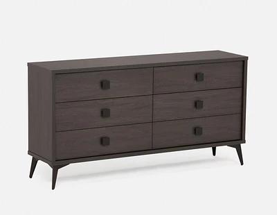 KIERA mid-century modern 6-drawer chest