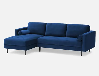 KINSEY left-facing velvet sectional sofa