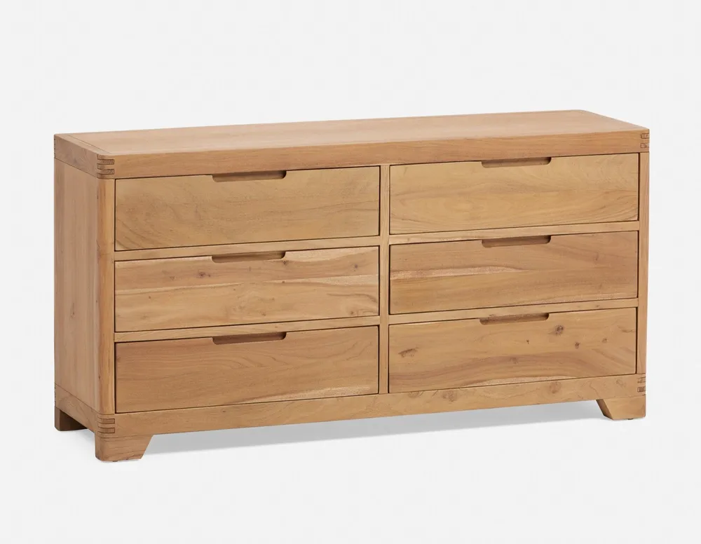 ANGERS acacia 6-drawer chest