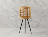 KENEL rattan and pine wood planter with stand 48 cm