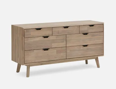 KABBANN acacia wood 7-drawer dresser