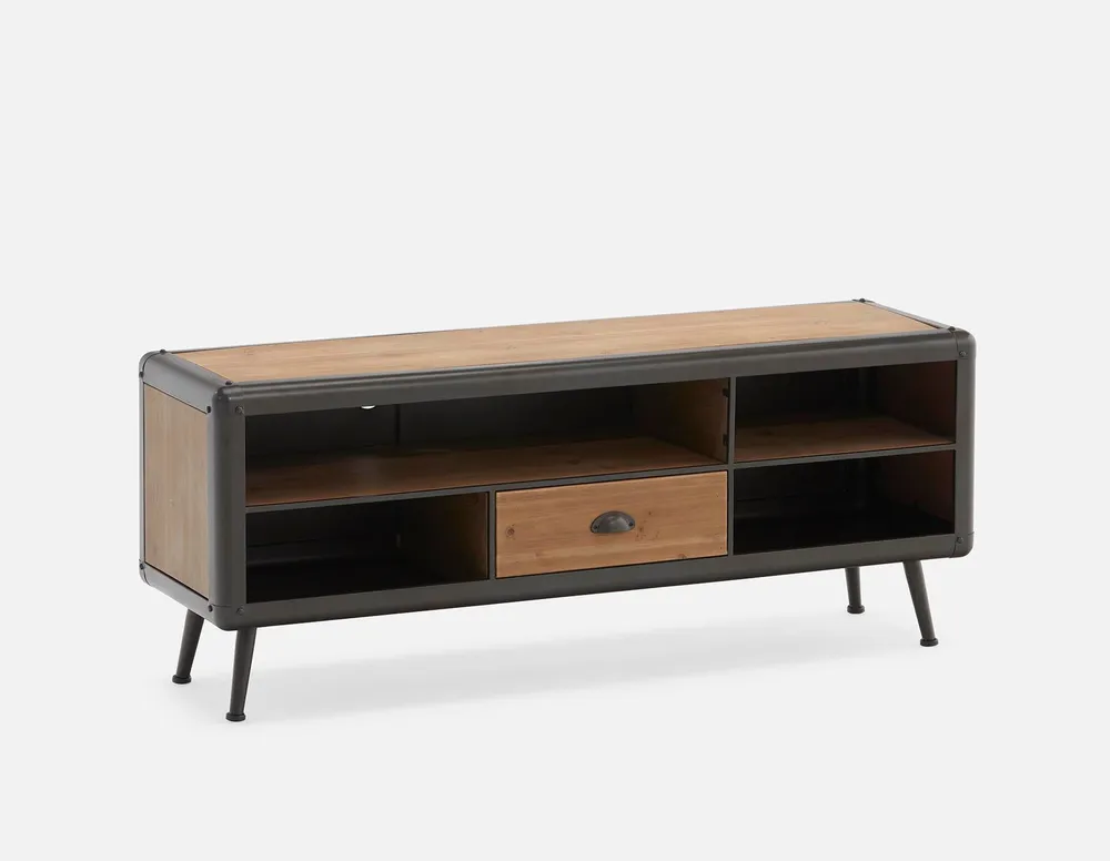 GRANT fir wood and metal media unit