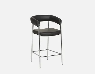 TAURO leatherette stool, chrome plated frame, seat height 66cm