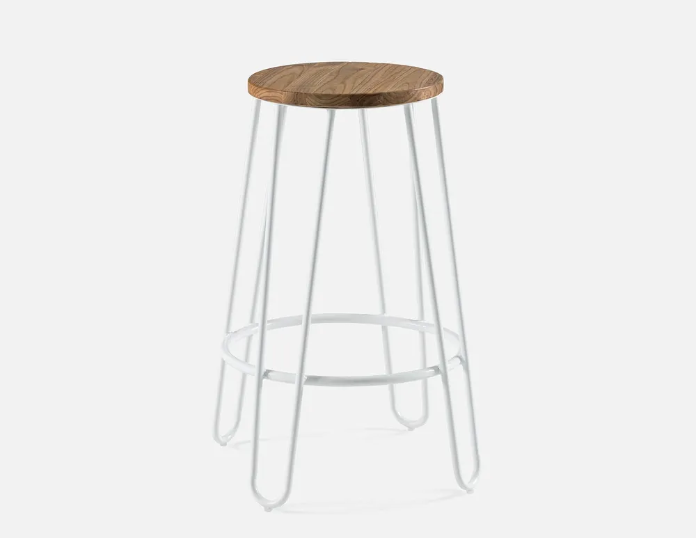 LARS elm wood and iron counter stool 66 cm