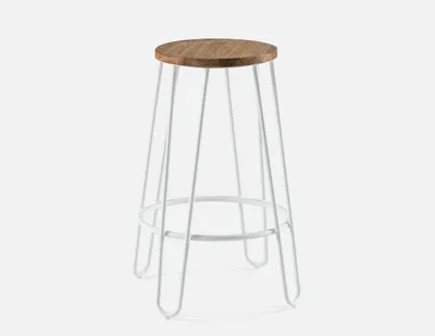 LARS elm wood and iron counter stool 66 cm