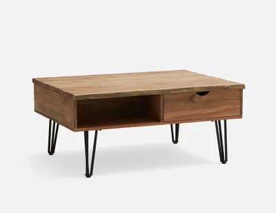 ATUL acacia wood coffee table with storage 100 cm