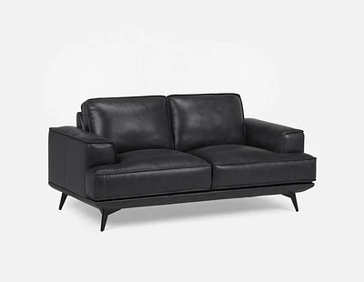 ALPHA 100% leather mid century loveseat