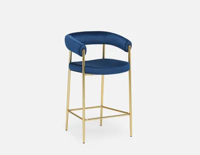 TAURO velvet stool, gold plated frame, seat height 66cm