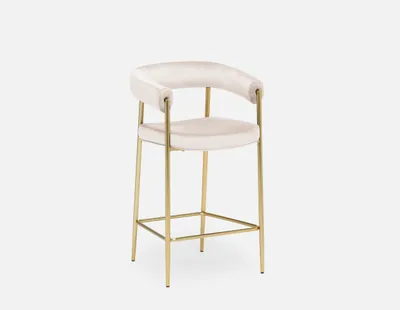 TAURO velvet stool, gold plated frame, seat height 66cm