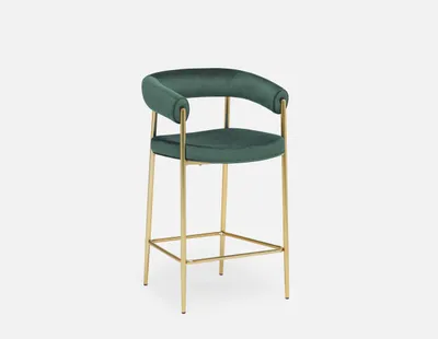 TAURO velvet stool, gold plated frame, seat height 66cm