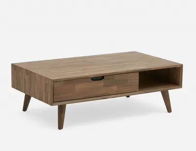 DINA acacia wood coffee table with storage 120 cm