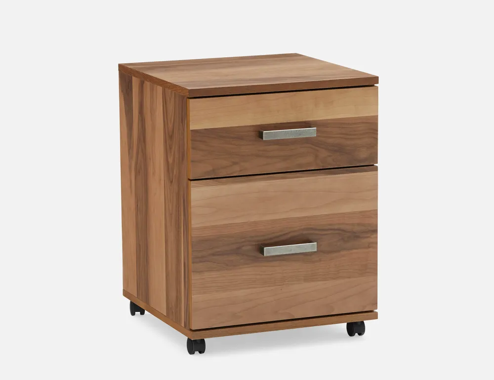 FRANKE walnut veneer filing cabinet on casters