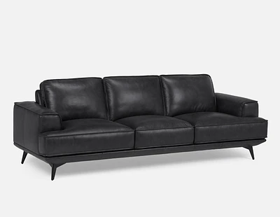 ALPHA 100% leather mid century 3-seater sofa