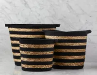 BUSQUE set of 3 cotton rope and woven straw baskets