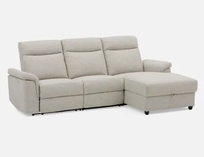 ROGER left-facing power-reclining sectional sofa with storage