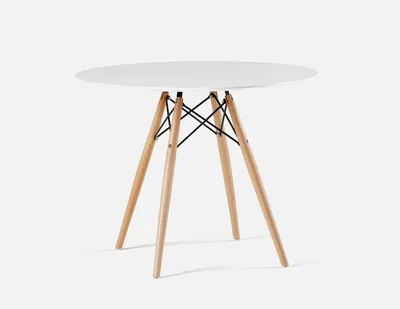 EIFFEL round lacquered dining table with solid beech wood legs 90 cm