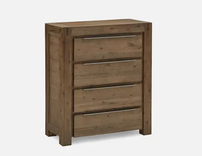 HAMBURG acacia wood 4-drawer chest