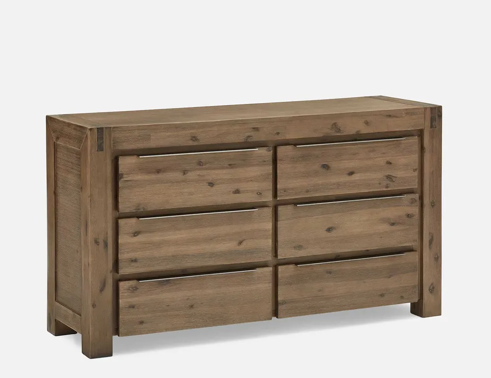 HAMBURG acacia wood 6-drawer dresser