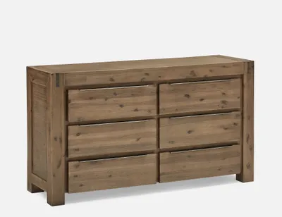 HAMBURG acacia wood 6-drawer dresser