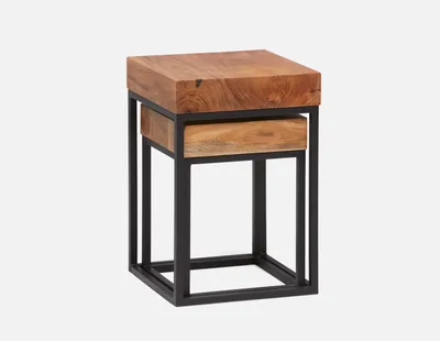 RIVKA set of 2 acacia wood nesting tables