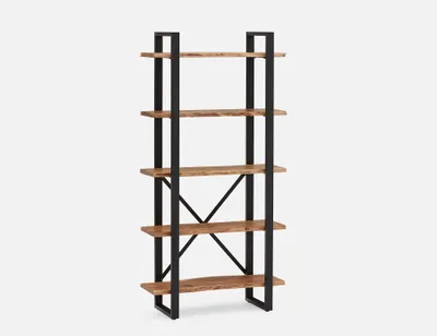 RENO acacia wood 5-tier bookcase