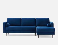 KINSEY velvet right-facing sectional sofa