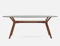 ODENSE ash veneer dining table with tempered glass top 200 cm