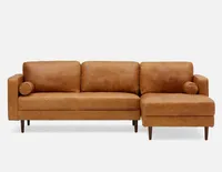 KINSEY right-facing 100% leather sectional sofa