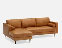 KINSEY left-facing 100% leather sectional sofa