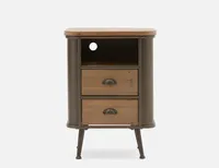 EVANS fir wood and metal nightstand