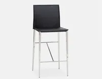 VIENNA recycled leather counter stool with backrest 66 cm