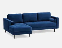 KINSEY left-facing velvet sectional sofa