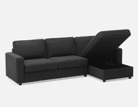 SACHA right-facing sectional sofa-bed with storage