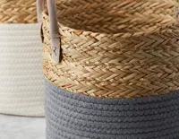 BUD set of 3 cotton rope and straw baskets