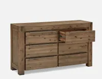 HAMBURG acacia wood 6-drawer dresser