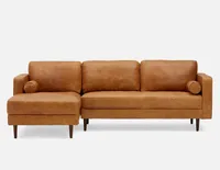 KINSEY left-facing 100% leather sectional sofa