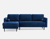 KINSEY left-facing velvet sectional sofa