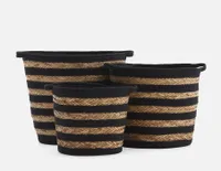 BUSQUE set of 3 cotton rope and woven straw baskets