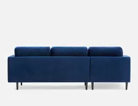 KINSEY left-facing velvet sectional sofa