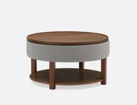 DAMIAN wood veneer lift-top coffee table with storage 84 cm