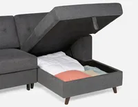 RENEE right-facing sectional sofa-bed with storage