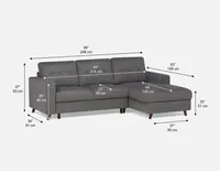 RENEE right-facing sectional sofa-bed with storage