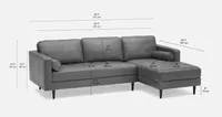 KINSEY velvet right-facing sectional sofa