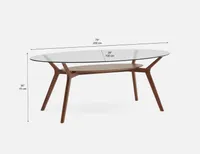 ODENSE ash veneer dining table with tempered glass top 200 cm