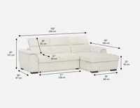 ODETTE left-facing sectional sofa-bed with storage