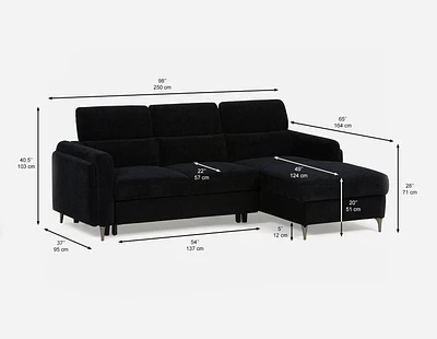 DAKOTA left-facing sectional sofa-bed with storage